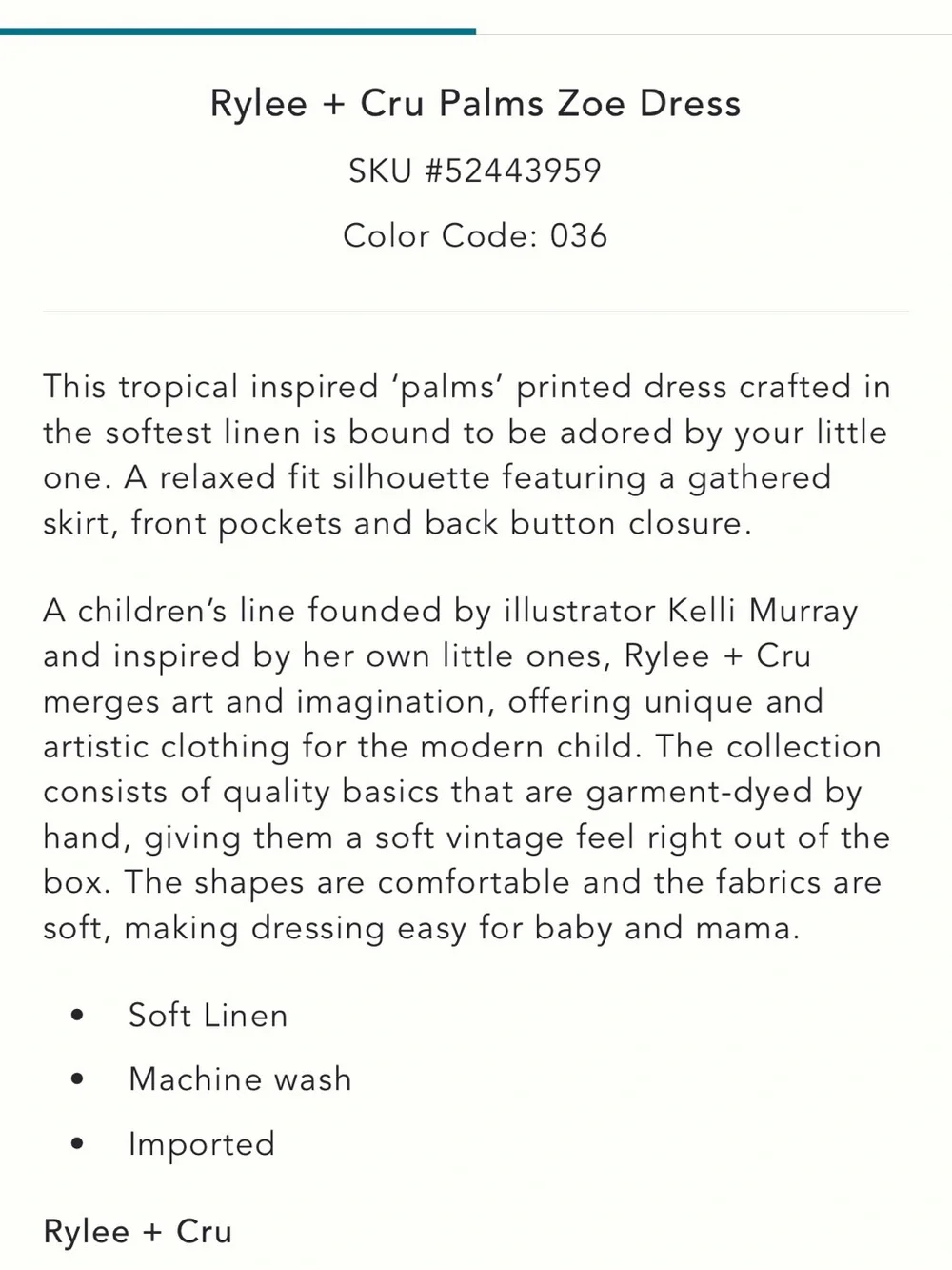 Rylee and Cru Palms Zoe dress (girls)